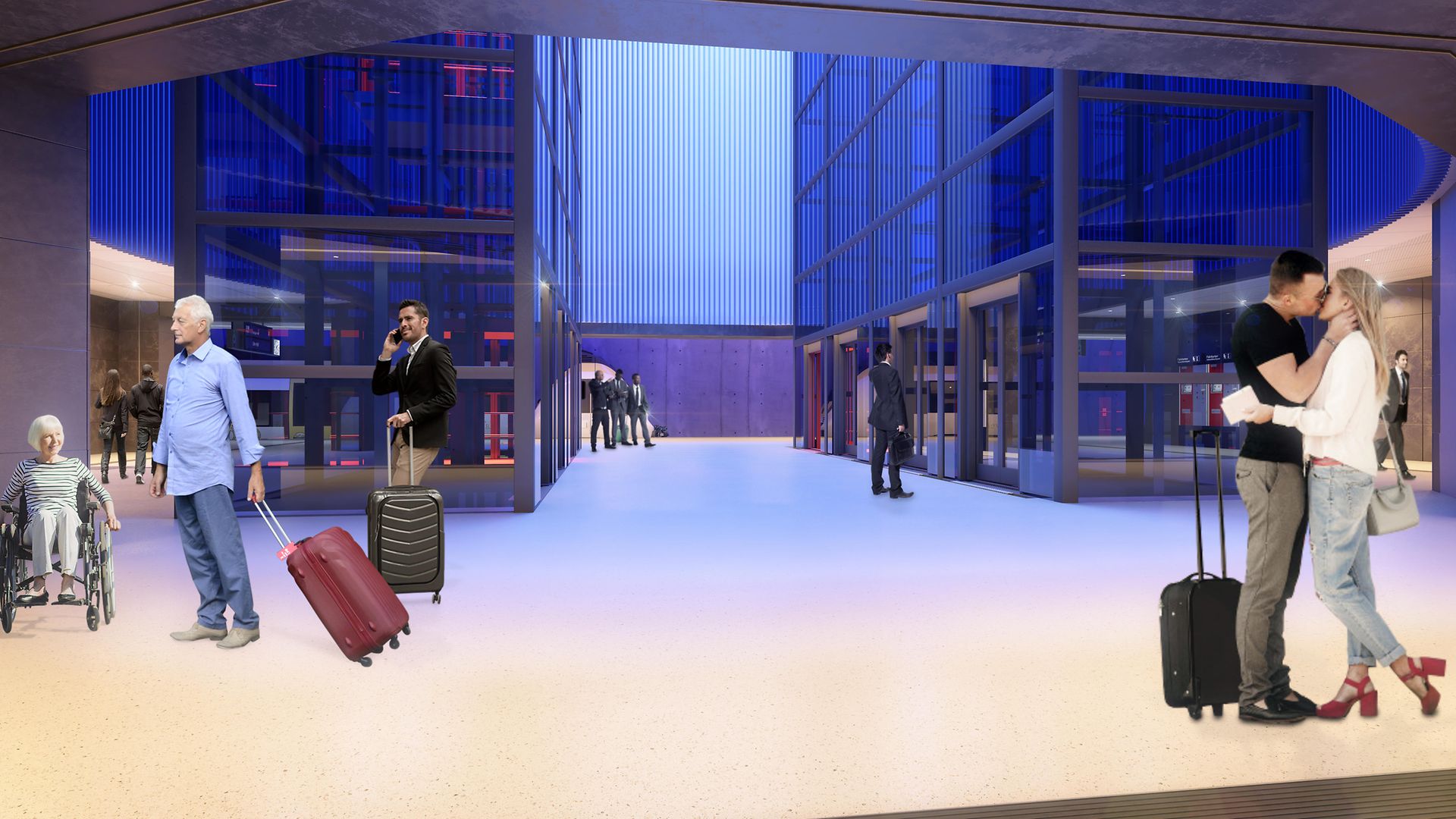 Zentraler Zugang des Flughafenbahnhofs Stuttgart